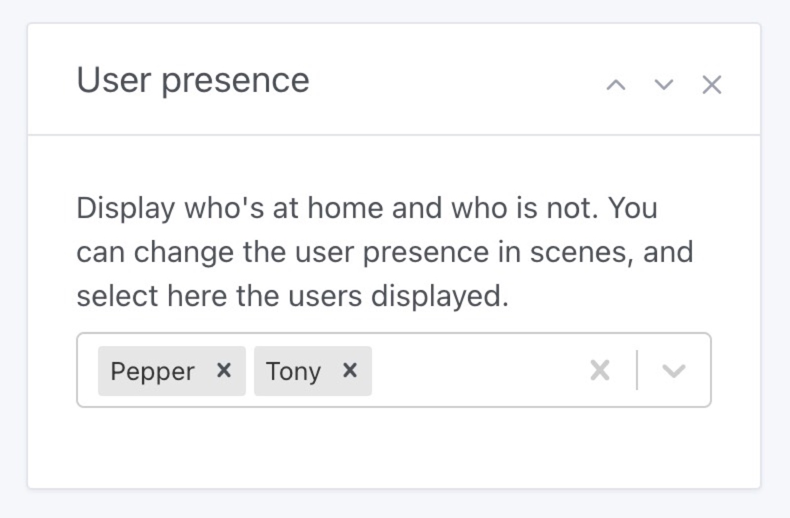 Select users in user at home box Gladys Assistant
